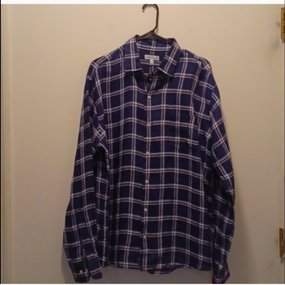 Peter Millar size large linen button down shirt  plaid Golf